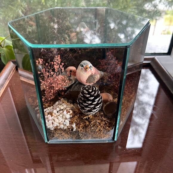 Vintage Terrarium with Moss Composition 6" Glass Planter Decor - Picture 4 of 13